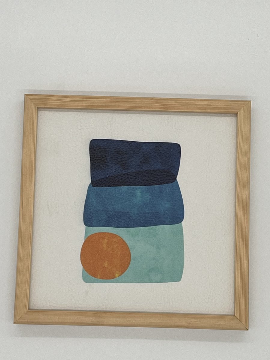 Wanddecoratie - Wandschap - schilderijen woonkamer - 30x30 cm - Posterlijst - Muurdecoratie - Blauw stenen