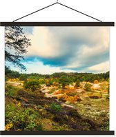 Posterhanger incl. Poster 120x120 cm - Schoolplaat - Vallei bij Schoorl in de duinen - Textielposter - Zwarte latten