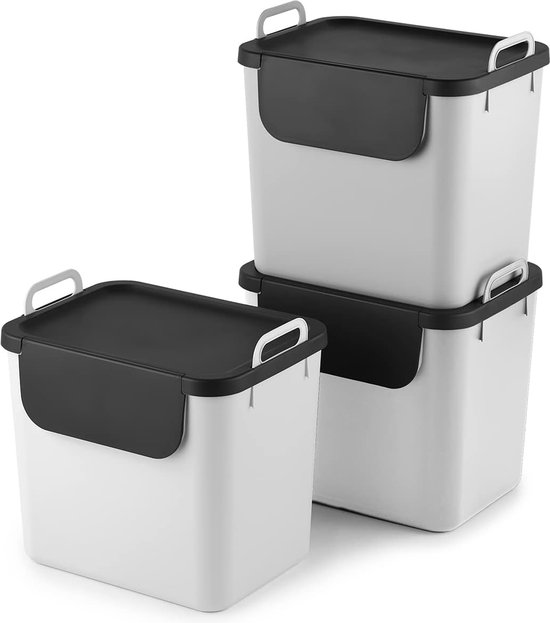 Jive Mülltrennsystem Set Set De 3 Poubelles De Tri 30L Pour La Cuisine