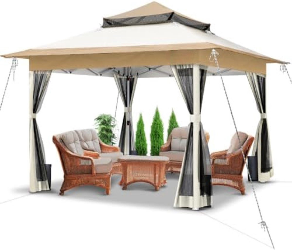 Pop up partytent opvouwbaar Vouwtent ‎360 x 360 x 280 cm 18 7 kg Beige