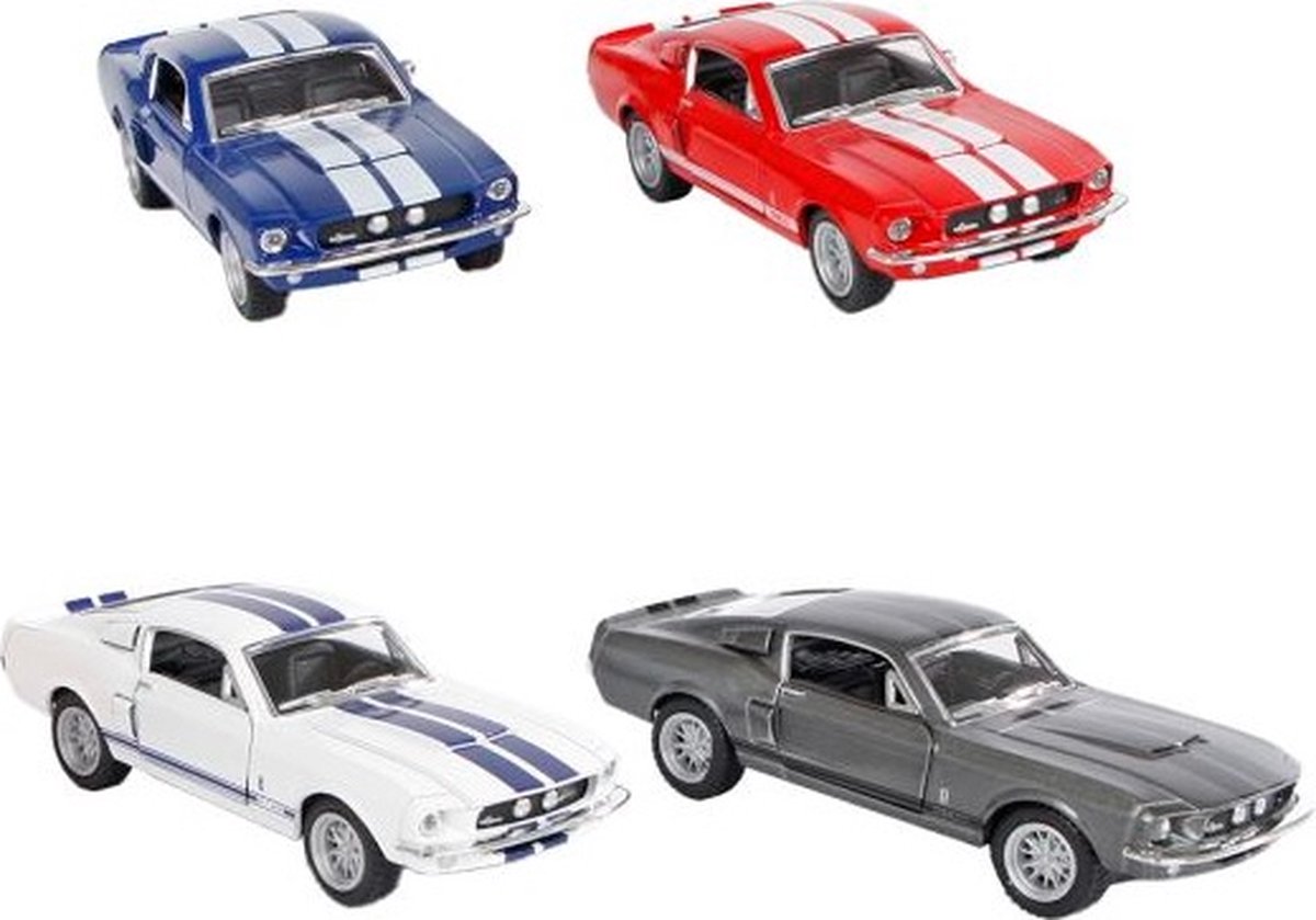 Goki Shelby GT-500 (1967) pull back motor verkoop per stuk die cast 12,5 cm, 4 kleuren speelgoed auto