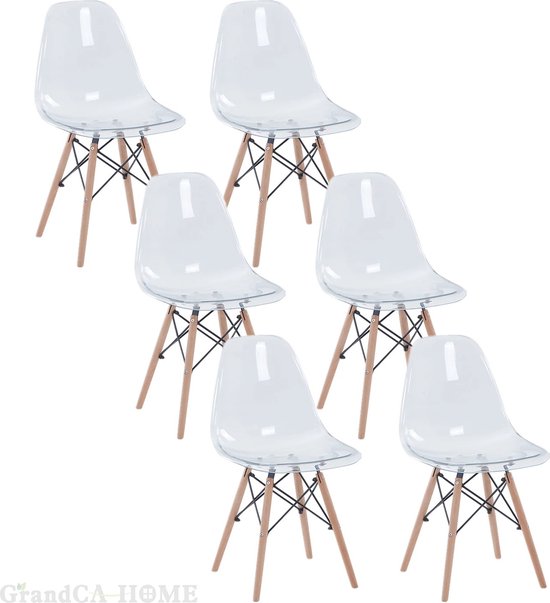 Mima® Chaises de salle à manger lot de 6 - Chaises de salle à manger - Moderne - Urbain - Design- Transparent - Chaises- -Chaises de table- Chaises de cuisine- Chaises de salle d'attente