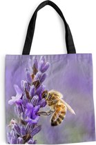 Sac bandoulière - Sac de plage - Shopper Abeille sur lavande - 45x45 cm - Sac coton