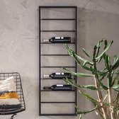Eleganca Modern Hangend Wijnrek – 42x8x120 cm – Wijnmeubel – Ruimte voor 9 flessen – Metaal – Zwart