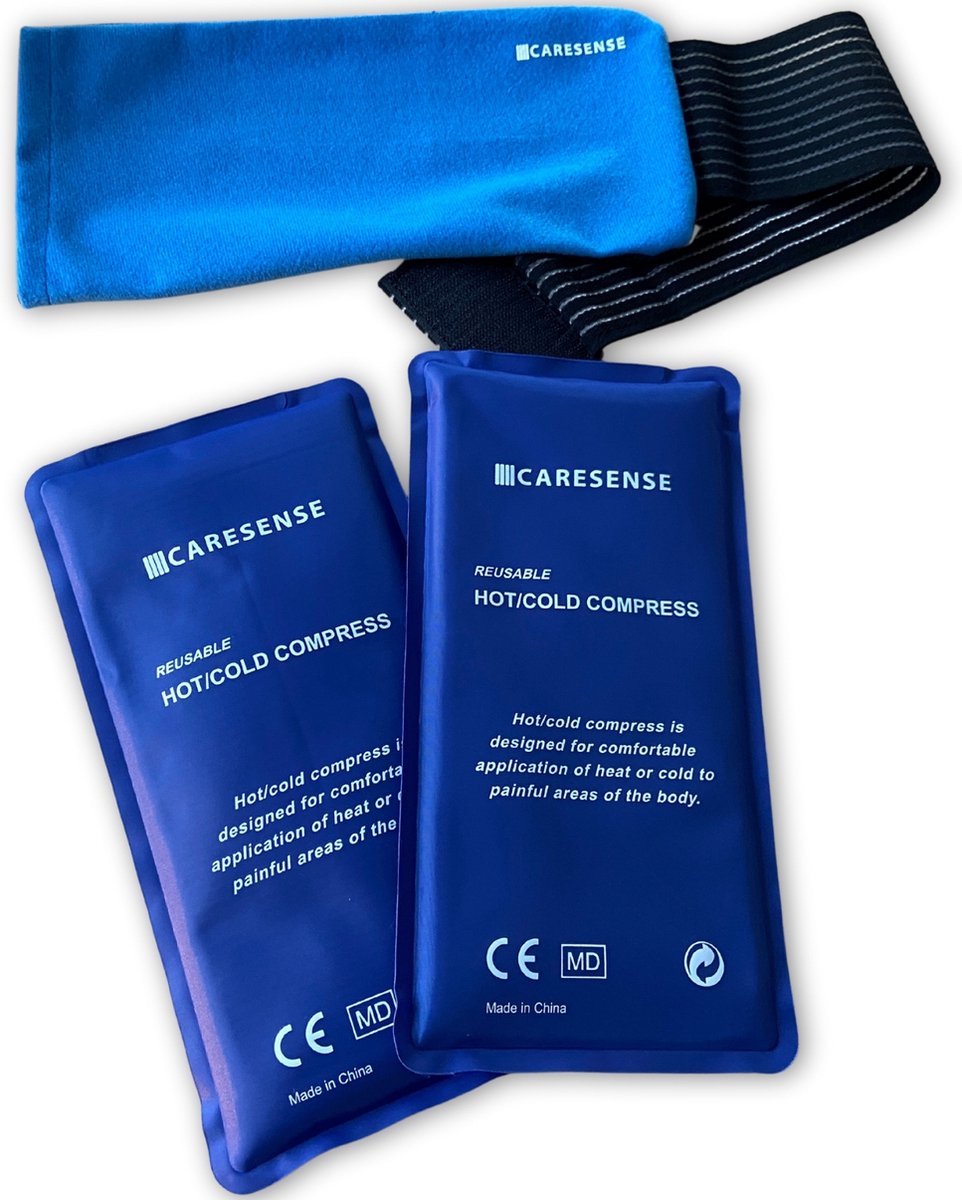 Goedkoopste Caresense - Icepack met houder - Hot Coldpack - Coolpack - 2 gelpacks met elastische band - warm en koud kompres