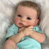 Npk 19Inch Pasgeboren Baby Pop Handgemaakte Levensechte Reborn Loulou Awake Soft Touch Knuffelpop Met 3d Geschilderde Huid Zichtbare Aderen