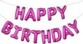 Happy Birthday Ballon Slinger Feest Versiering Verjaardag Versiering Vlaggenlijn Feest Decoratie Roze Fuchsia - 1 Stuk