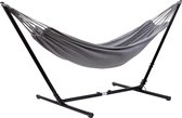Hangmattenset Relax tot 330 cm verstelbaar met XL hangmat grijs 210 x 140 cm