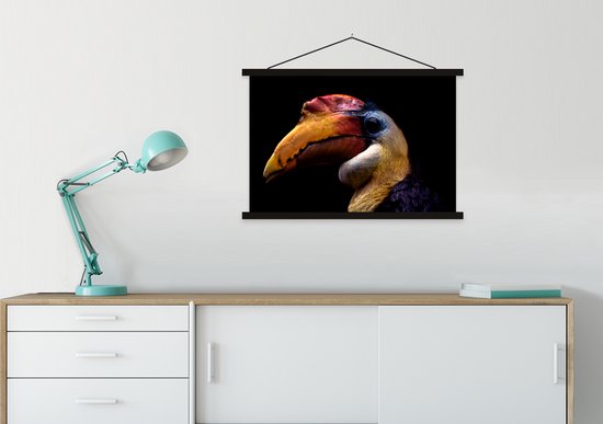 Support pour affiche avec affiche 90x60 cm - Affiche scolaire - Vogel - Bec - Zwart - Affiche textile - Lattes noires