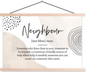 Porte-affiche avec affiche - Affiche scolaire - Bons voisins - Pastel - Citation - 120x80 cm - Lattes vierges