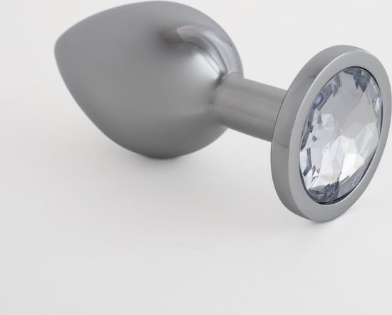 Buttplug Zilver Metaal Large met Zilver Diamant - Sex Toys voor Koppels - Mannen - Vrouwen - Anaal plug Zwart