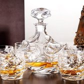 Glazen karaf met luchtdichte geometrische stop - Whiskykaraf voor wijn, Bourbon, cognac, likeur, sap, water, mondwater, Italiaans loodvrij glas (750 ml / wolk)