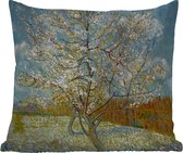 Buitenkussen Weerbestendig - Bloeiende perzikboom - Vincent van Gogh - 50x50 cm