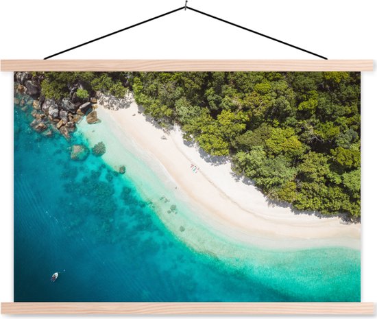 Posterhanger incl. Poster 150x100 cm - Schoolplaat - Strand - Stenen - Australië - Textielposter - Blanke latten