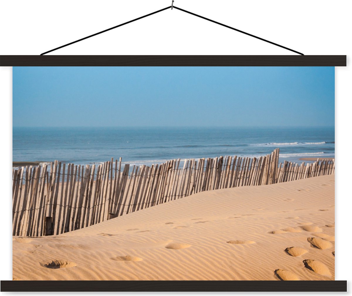 Posterhanger incl. Poster 90x60 cm - Schoolplaat - Strand - Palen - Zee - Textielposter - 