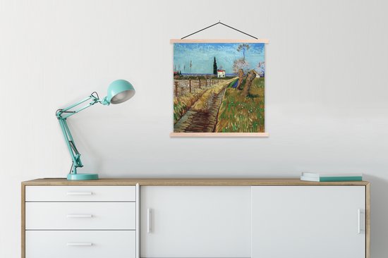 Affiche scolaire - Chemin dans un champ de saules - Vincent van Gogh - 60x60 cm - Lattes vierges