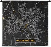 Wandkleed - Wanddoek - Goud – Duitsland – Plattegrond – Gold – Stadskaart – Kaart – Wolfenbüttel - 180x180 cm - Wandtapijt