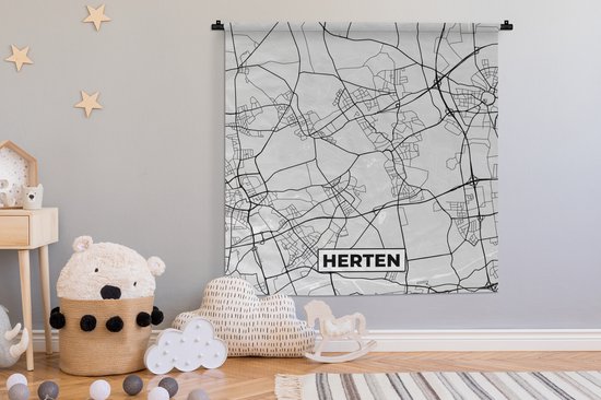 Tapisserie Murale - Toile Murale - Carte - Plan de la Ville - Allemagne - Cerf - Carte - 150x150 cm - Tapisserie