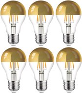 6 stuks Ledmaxx LED kopspiegellamp goud E27 8W 806lm 2200K Niet-Dimbaar A60