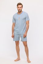 Woody Jongens-Heren Pyjama blauw-witte streep - maat 164/14J