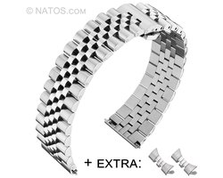 Jubilee Horlogeband Massief Roestvrij Staal + Extra Eindstukken en Bandpennen - 14mm
