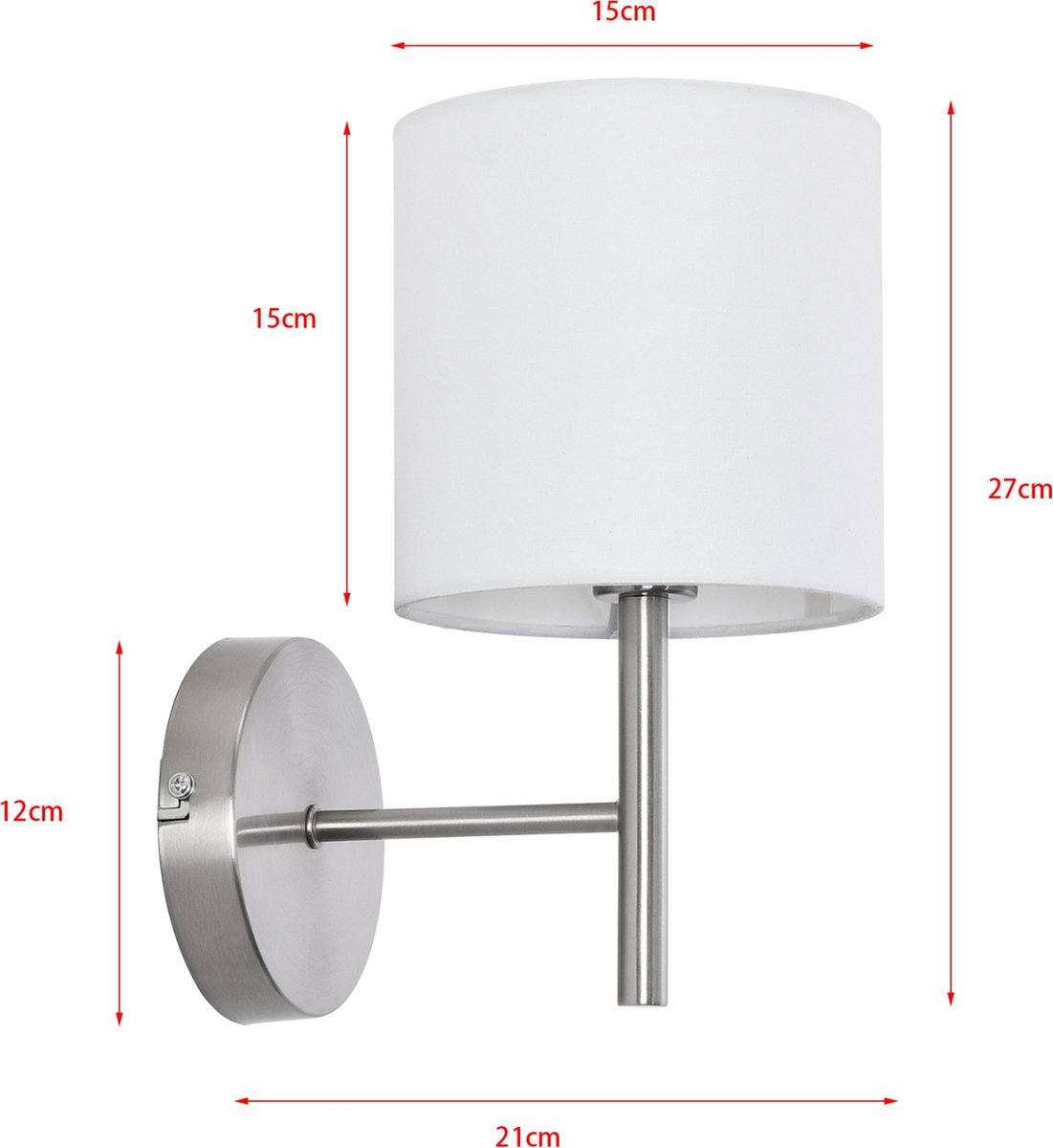 Wandlamp Winsford 27x21 cm E14 zilverkleurig en wit lux.pro