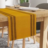 Eetkamerset (6 placemats + 1 tafelloper) | ladder geel | fijn geribbeld katoen | moderne kleuren en designs, gebruik thuis, in cafés, restaurants - machinewasbaar