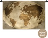 Wandkleed WereldkaartenKerst illustraties - Koperkleurige wereldkaart met structuurpatroon in ovalen 3D vorm Wandkleed katoen 60x40 cm - Wandtapijt met foto
