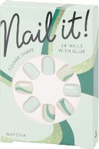 Nep Nagels - Kunststof - Matcha / Groen - 24 Nagels met Lijm - Square Shape - Plak nagels - Kunstnagels