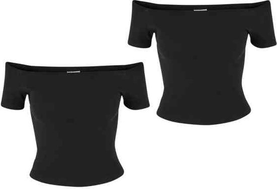 Urban Classics Ladies Off-Shoulder Rib Long Sleeve Top - Black, 3XL