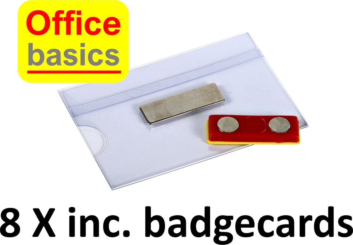 8 x Magneet-Badge - 90x54mm - incl A4 vel bedrukbare kaartjes
