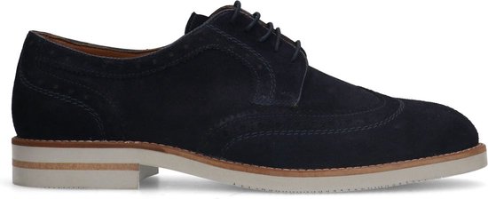 Manfield - Homme - Chaussures à lacets en daim bleu foncé - Taille 44
