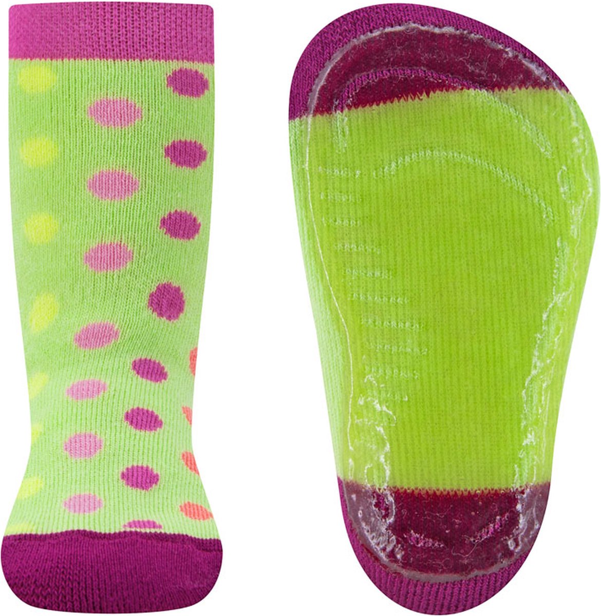 Ewers Antislipsok - Lichtgroen & Donkerroze - Stippen Roze & Groen - Elastisch - Siliconenzool-19/20