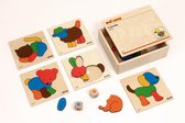 Educo Puzzelkist Colodie - Dieren - Houten speelgoed - Houten puzzel - Educatief speelgoed - Kinderspeelgoed - 6 puzzels - Incl. opbergkist