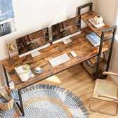 Computertafel met opbergvakken, bureau, klein, met planken, 160 cm, omkeerbare computertafel met boekenplank voor thuiskantoor, kleine ruimte