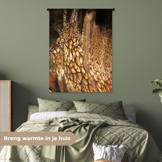 Tenture murale - Tissu mural - Peinture acrylique - Marron - Abstrait - 90x120 cm - Tapisserie