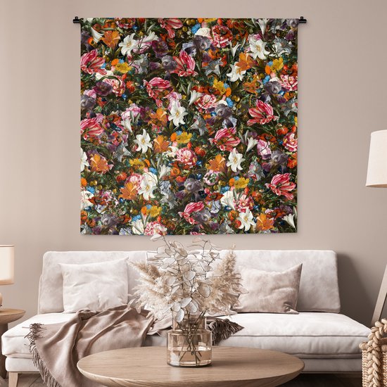 Tapisserie murale - Fleurs - Arc-en-ciel - Art - Maîtres anciens - Tapisserie - Tapisserie - Katoen - Décoration de la maison - 120x120 cm - Chambre - Tissu mural - Tenture murale - Décoration murale - Tapisseries