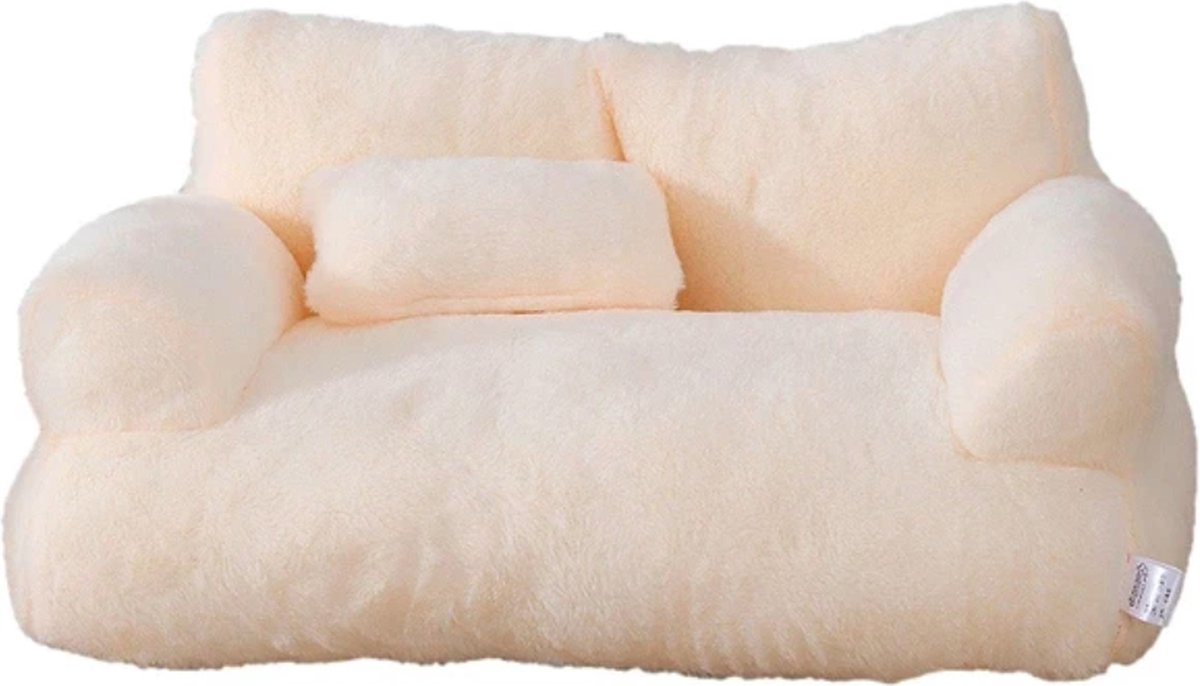 VoordeelVerkenner - Luxe Kattenbed - Warm Huisdier Bed Voor Kleine Middelgrote Honden Katten - Comfortabele Kattenmand - Beige - 55x38x18cm