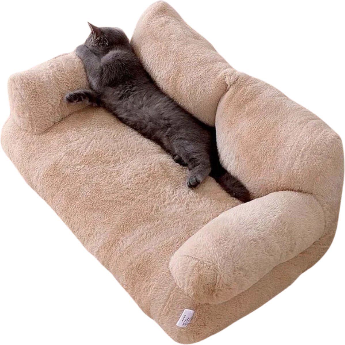 VoordeelVerkenner - Luxe Kattenbed - Warm Huisdier Bed Voor Kleine Middelgrote Honden Katten - Comfortabele Kattenmand - Kaki - 55x38x18cm