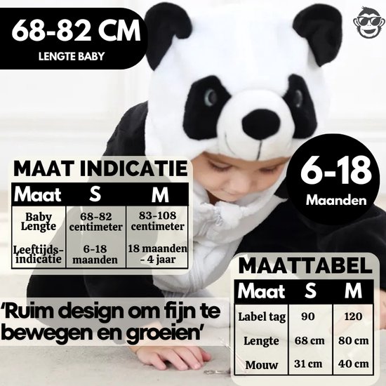 BoefieBoef Dieren Onesie Pyjama Kinderen 6m-2jr – Panda – Verkleedkleding met Luierrits – Carnaval Dierenpak - Kerst en Kraamcadeau Tip – Zacht Flanel - Romper - Boxpak - Jongens - Meisjes