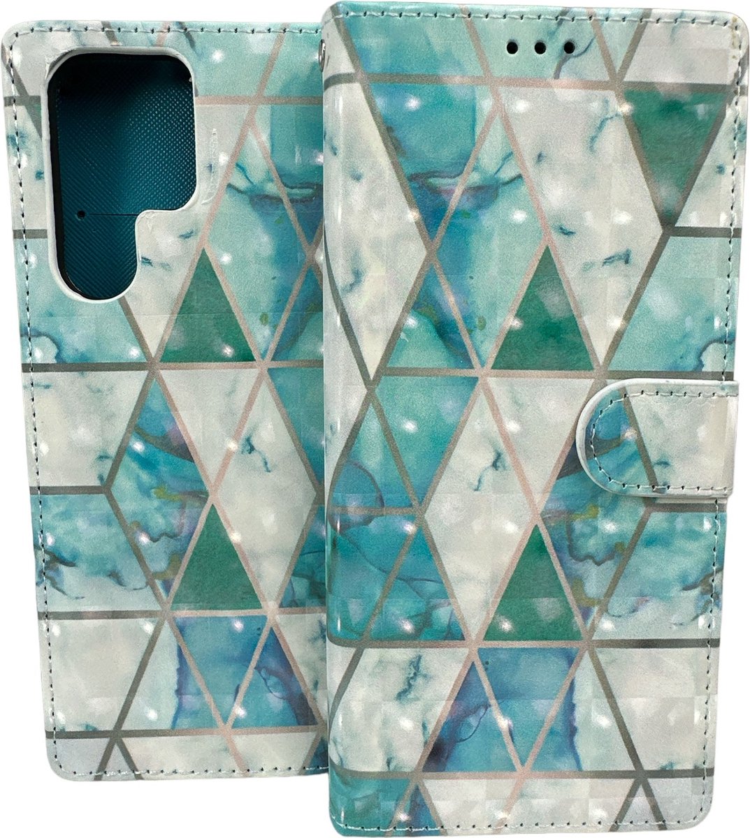 Portemonnee Book Case Hoesje Geschikt voor: Samsung Galaxy S22 Ultra - Marmer Print