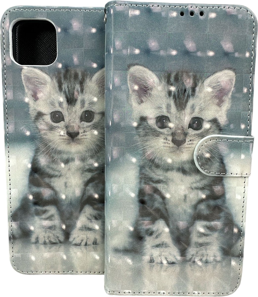 Portemonnee Book Case Hoesje Geschikt voor: Samsung Galaxy A04 - Kat Print