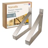 Marcellis - Industriële plankdrager - Voor plank 25cm - roestvrij staal - incl. bevestigingsmateriaal + schroefbit - type 1