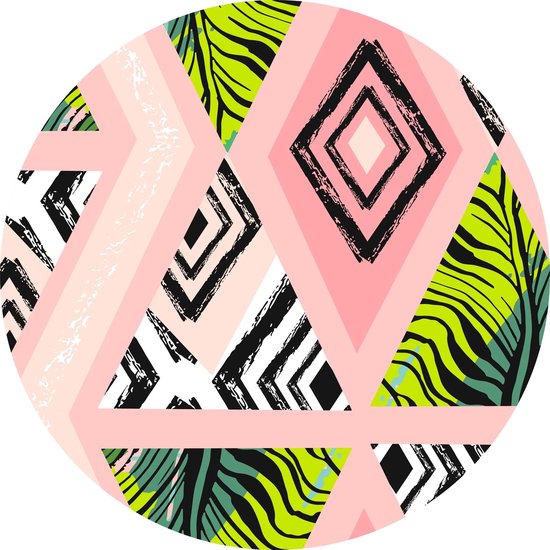 Vloerkleed vinyl rond| Pink jungle | 150 cm Rond | Onze materialen zijn PVC vrij en hygienisch