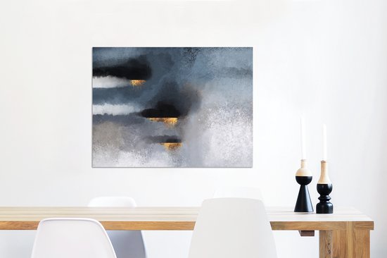 Décoration murale Métal - Peinture Aluminium Industriel - Nuages ​​- Or - Abstrait - 80x60 cm - Dibond - Photo sur aluminium - Décoration murale industrielle - Pour le salon/chambre