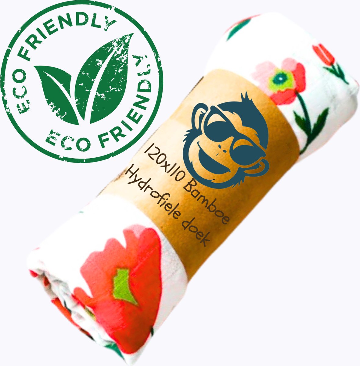 Goedkoopste Duopack 2x BoefieBoef Roos Rood Grote XL Hydrofiele Doek Baby - Duurzaam Eco Bamboe - Kerst en KraamCadeau - Swaddle, Inbakerdoek, Hydrofiele Luier & Babydeken - Wit