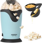 JAP Appliances Happy Pops - Machine à popcorn rétro (2-3 personnes) 1200W - Comprenant une cuillère doseuse et une cuillère pour faire fondre le beurre - Prête en 3 minutes - Sans huile - Blauw