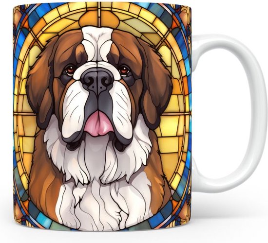 Mok met Saint Bernard Beker voor koffie of tas voor thee, cadeau voor dierenliefhebbers, moeder, vader, collega, vriend, vriendin, kantoor