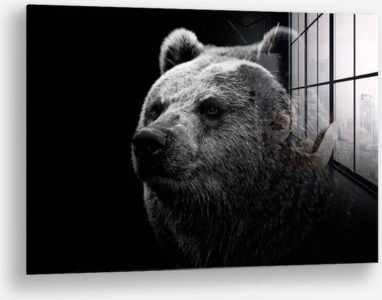 Wallfield™ - Big Bear | Glasschilderij | Gehard glas | 80 x 120 cm | Magnetisch Ophangsysteem