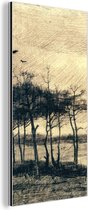 Wanddecoratie Metaal - Aluminium Schilderij Industrieel - Dennenbomen in het moeras - Vincent van Gogh - 20x40 cm - Dibond - Foto op aluminium - Industriële muurdecoratie - Voor de woonkamer/slaapkamer